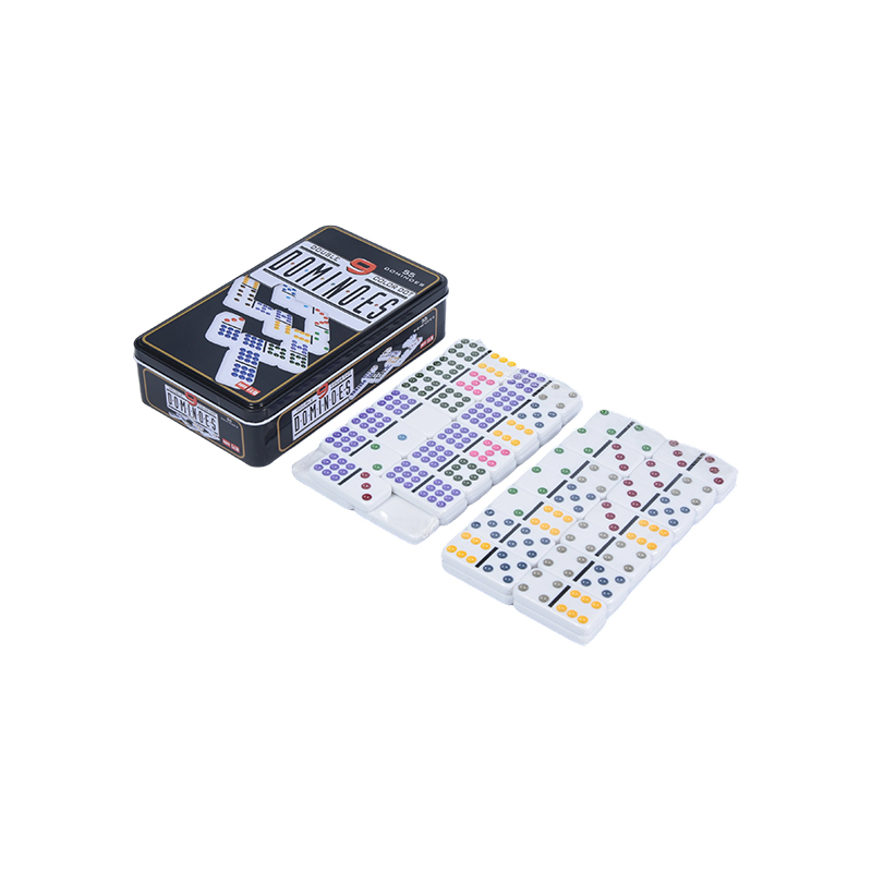 Color Dot Double Nine Plechová krabička Precision Dominoes