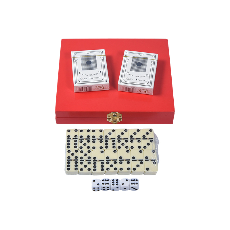 Přenosný Redwood Box Duální herní set (Domino a Poker)
