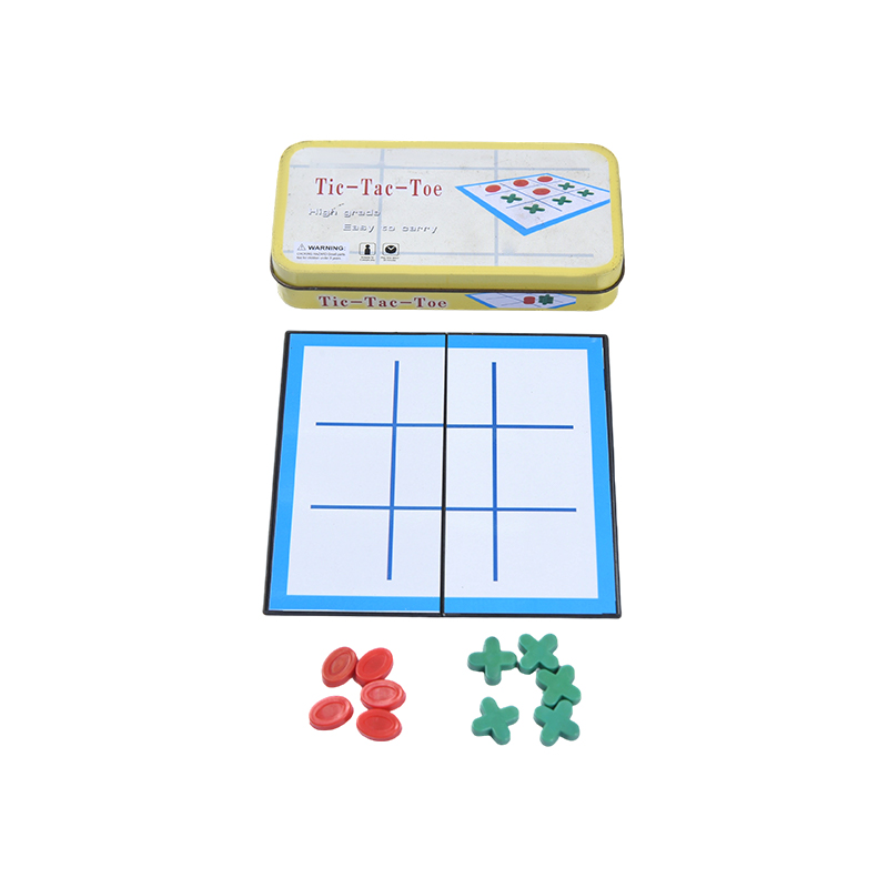 Přenosná klasická sada Tic-Tac-Toe s kovovým úložným pouzdrem