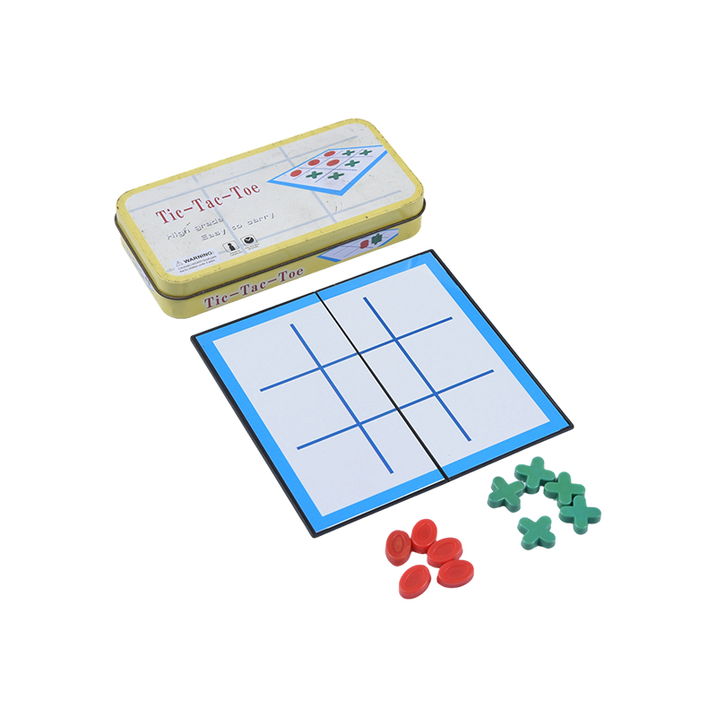 Přenosná klasická sada Tic-Tac-Toe s kovovým úložným pouzdrem