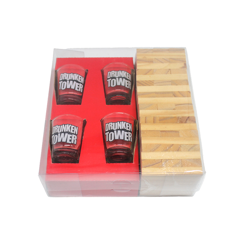 Dřevěná sada na pití Jenga s panáky