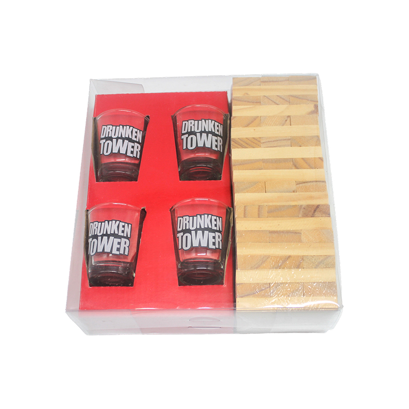 Dřevěná sada na pití Jenga s panáky