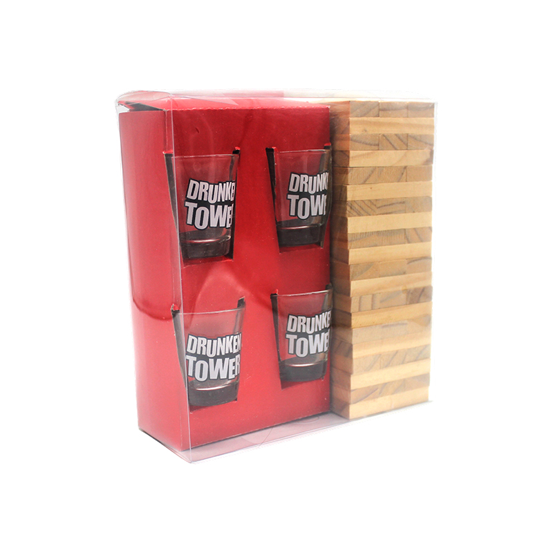 Dřevěná sada na pití Jenga s panáky