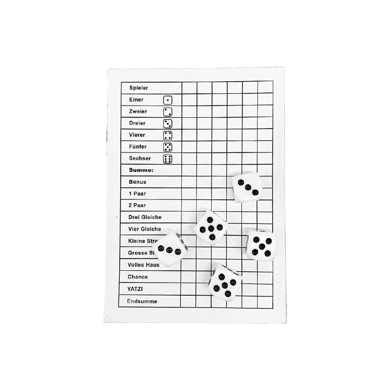 Základy klasické kostkové hry YATZY Scoreboard Set
