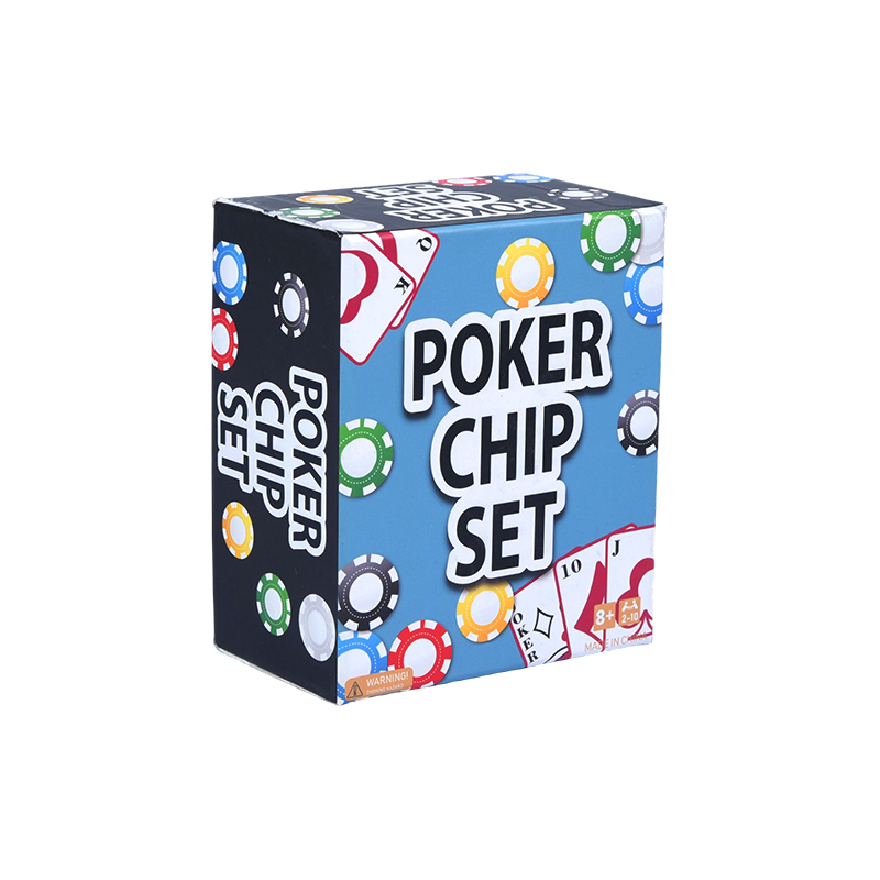 Kompletní s barevnými žetony, hracími kartami a sadou žetonů na kostkový poker