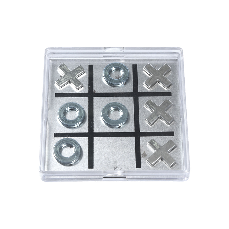 Magnetická kovová sada Tic-Tac-Toe v průhledném akrylovém pouzdře