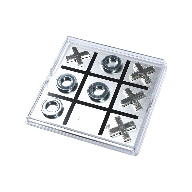 Magnetická kovová sada Tic-Tac-Toe v průhledném akrylovém pouzdře