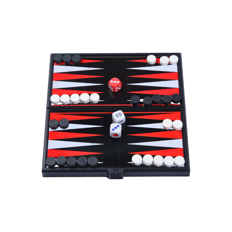 Přenosný magnetický oboustranný backgammon herní set