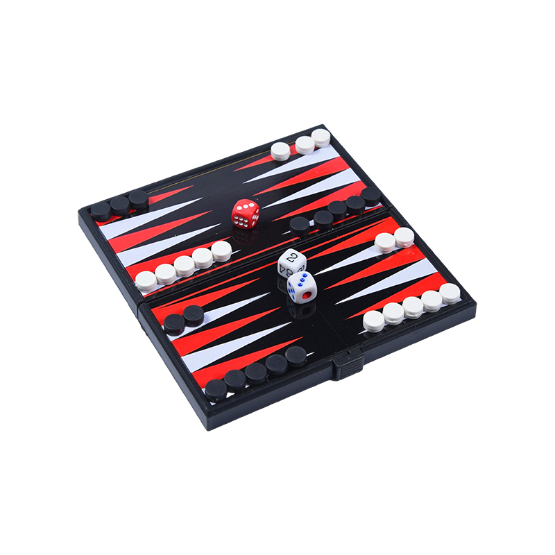 Přenosný magnetický oboustranný backgammon herní set