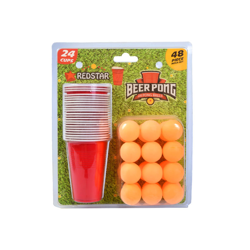 Redstar Beer Pong Set – 24 šálků a 24 Pongových míčků (48dílná Mega sada)