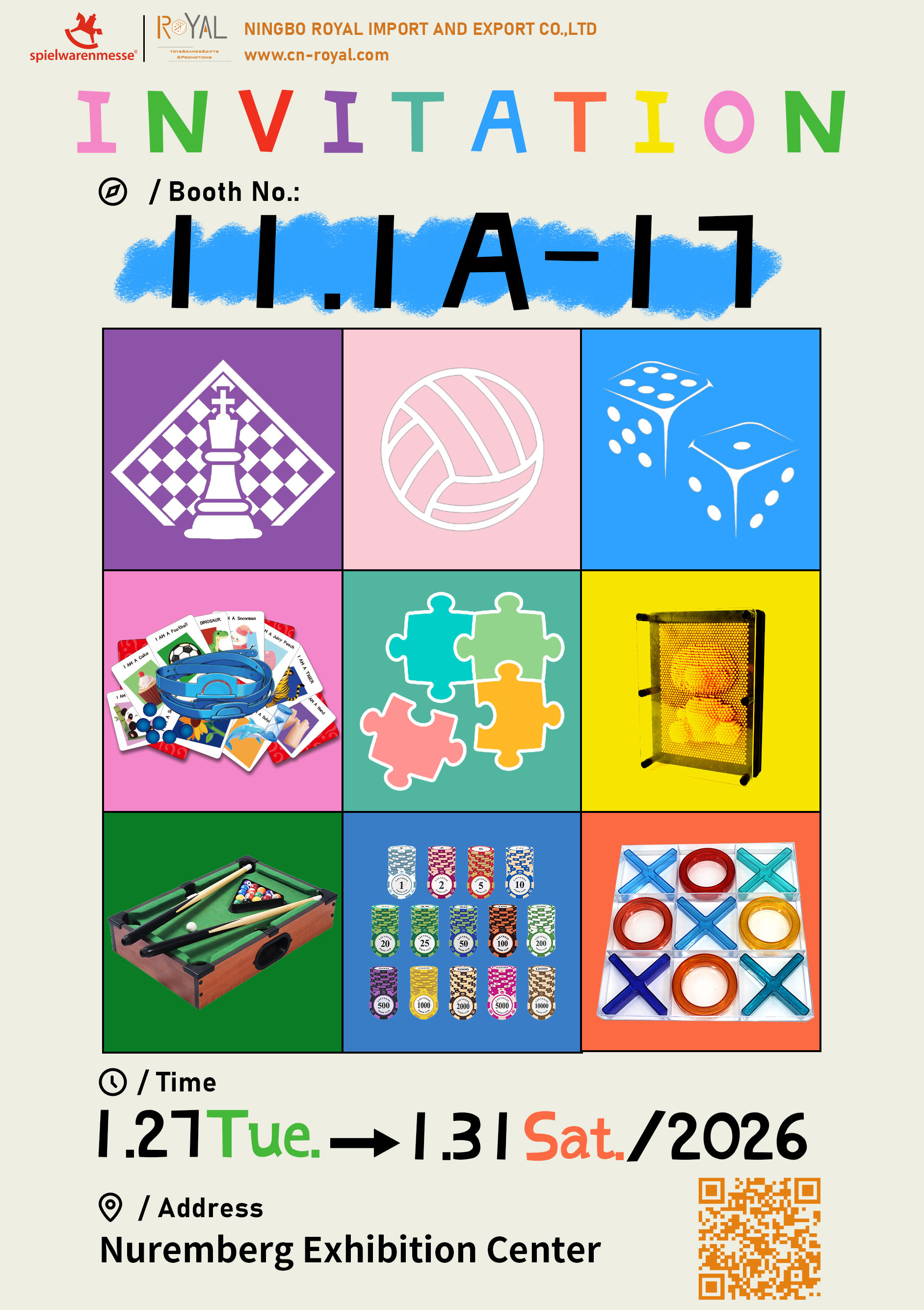 Pozvánka na Spielwarenmesse 2026 v Norimberku, Německo Od: Ningbo Royal Import And Export Co., Ltd.
